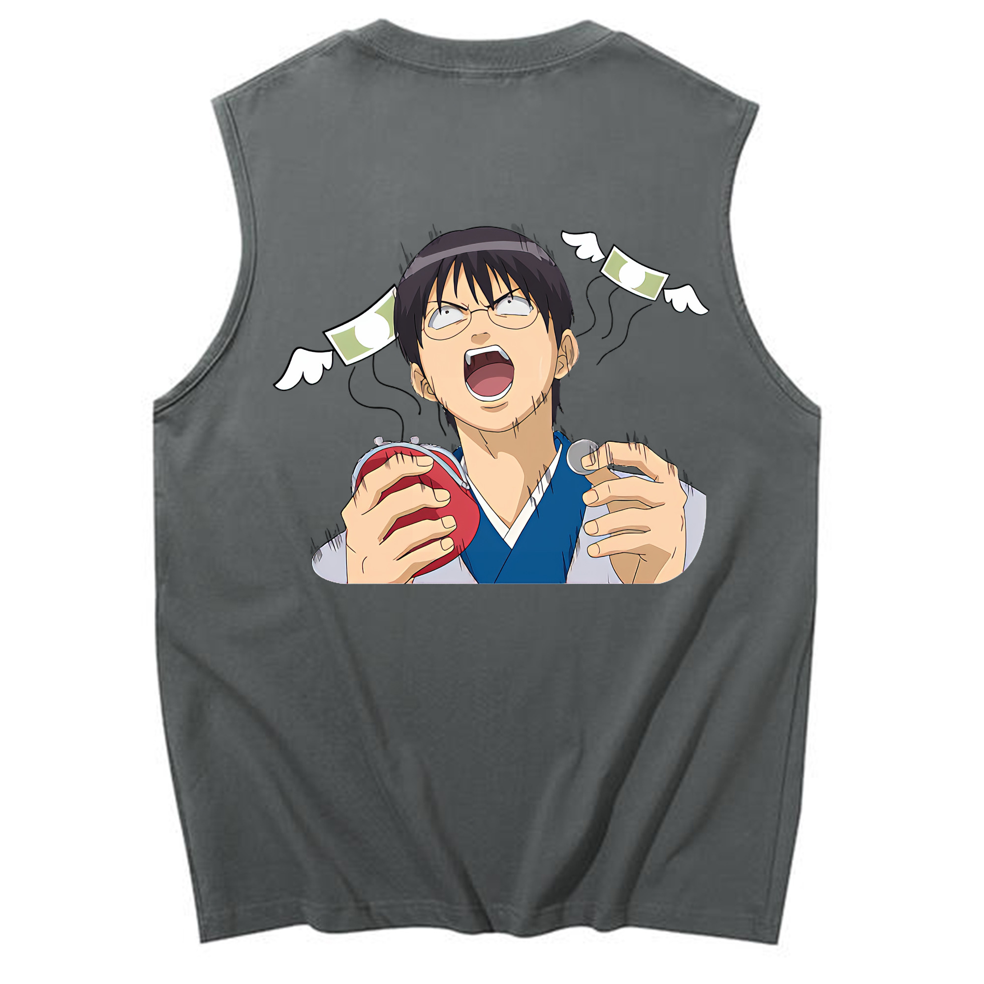 （画像用） ぎんたま 坂田銀時（さかたぎんとき） 神楽 志村新八（しむら しんぱち） GINTAMA Sakata Gintoki Kagura Shimura Shinpachi コットン100％タンクトップ（背面プリント）